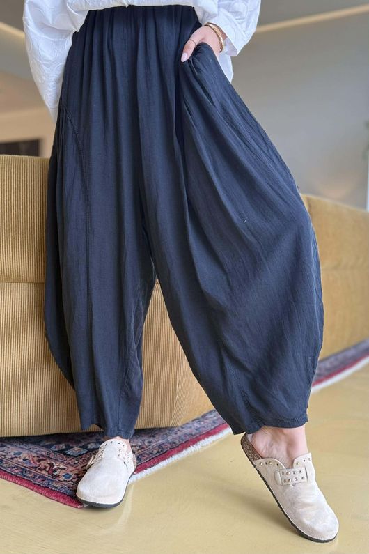 Noa Linen Blend Sia Barrel Trouser Black